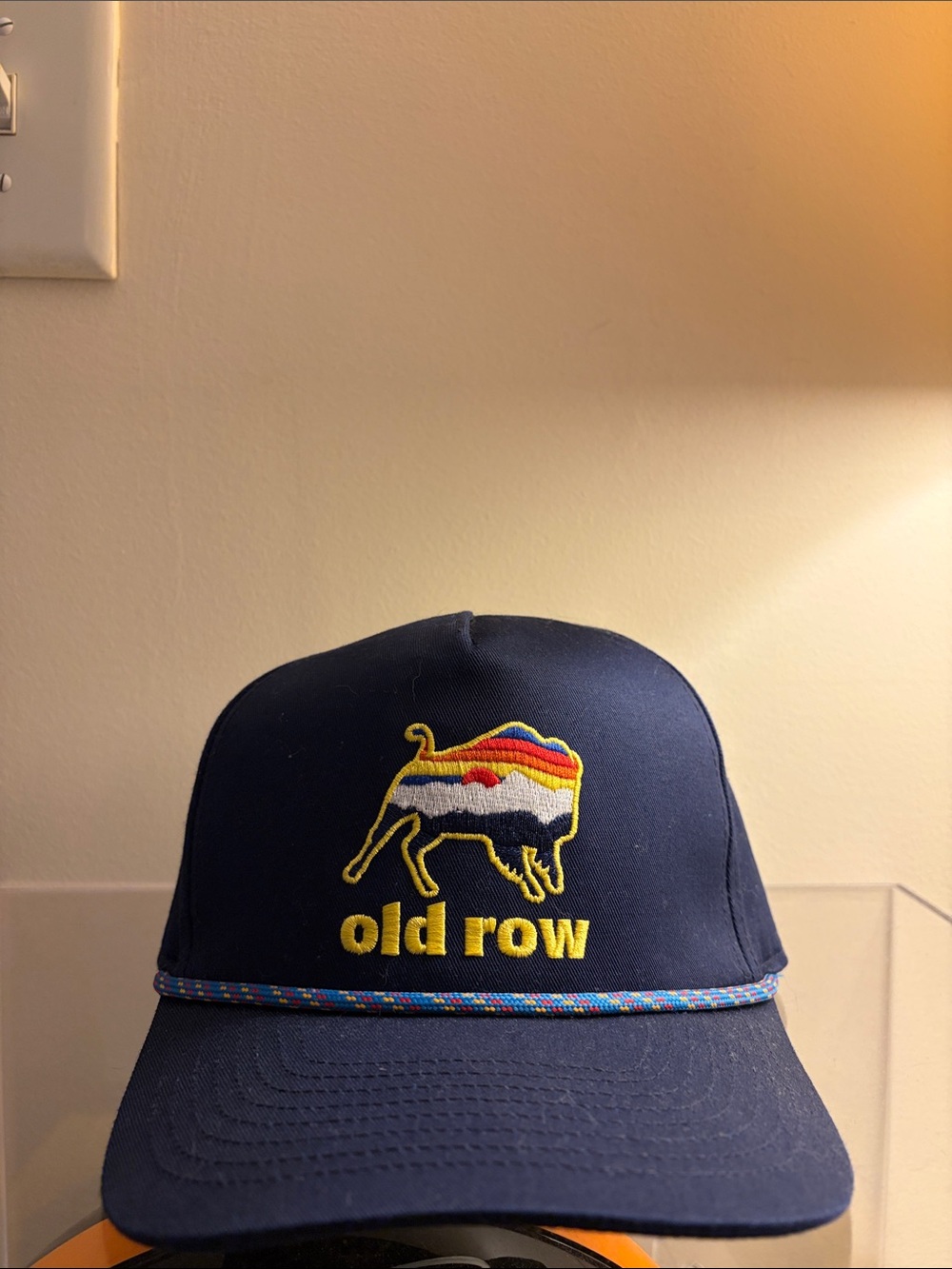 Old Row Navy Embroidered Buffalo Rope-Trim Hat